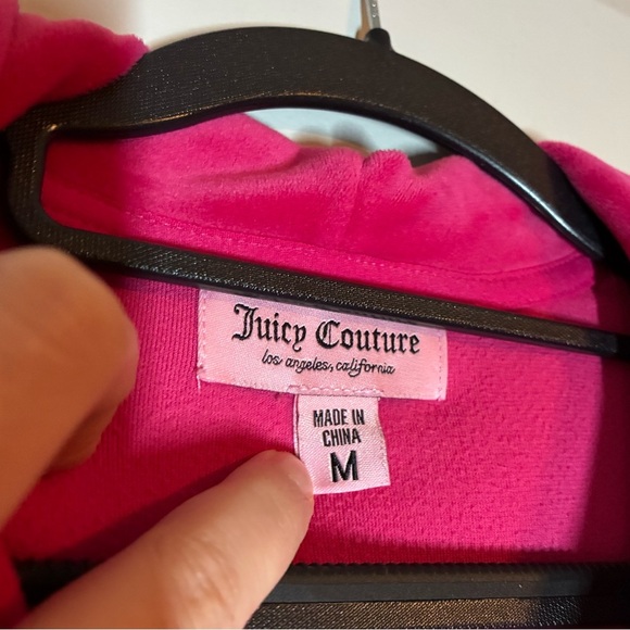 Juicy Couture | Bling Velour Full Zip Hoodie in Free Love Pink Size Medium - Picture 6 of 6